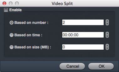 Acrok Video Converter for Mac 2.9 : Split Options