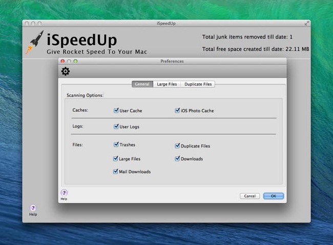 iSpeedUp 3.0 : Main window