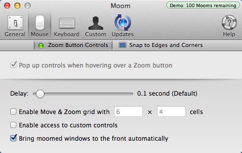 Moom 3.2 : Configuring Mouse Settings