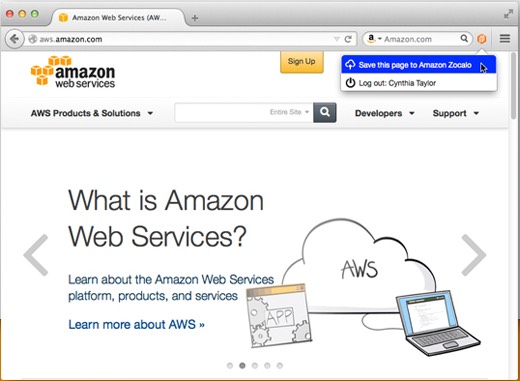 Amazon Zocalo Web Clipper 1.0 : Main window