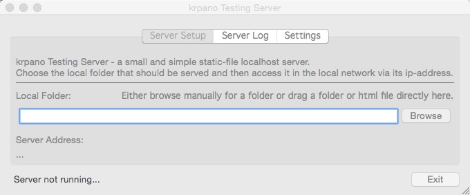 krpano Testing Server 1.1 : Main window