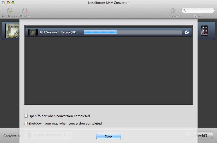NoteBurner M4V Converter for Mac 4.1 : Converting Input File