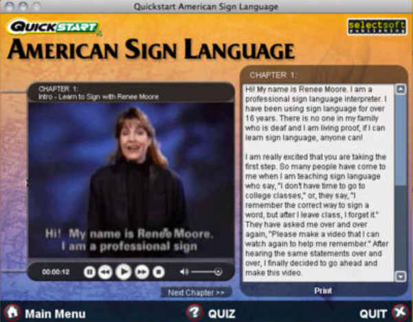 Quickstart American Sign Language 1.0 : Main Window