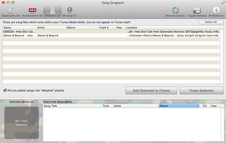 Song Sergeant 1.6 : Checking Orphan Files