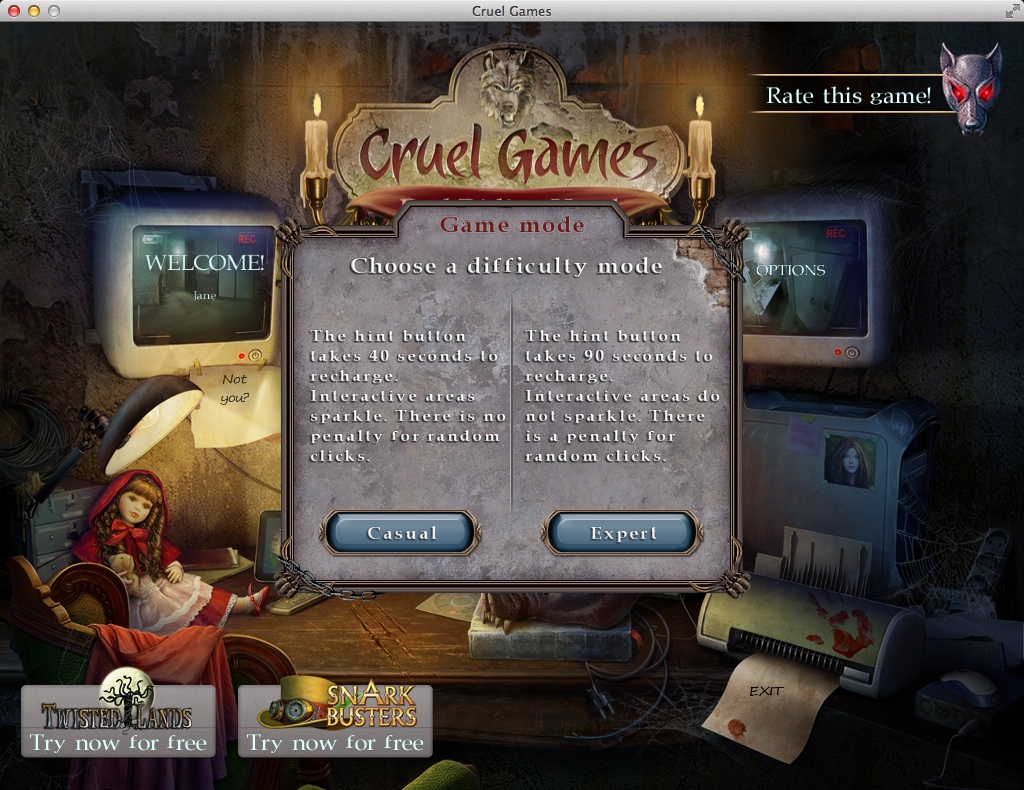Cruel Games: Red Riding Hood 1.1 : Selecting Difficulty Level