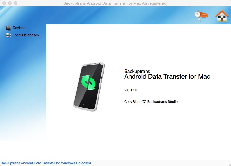 Backuptrans Android Data Transfer for Mac 3.1 : Main window