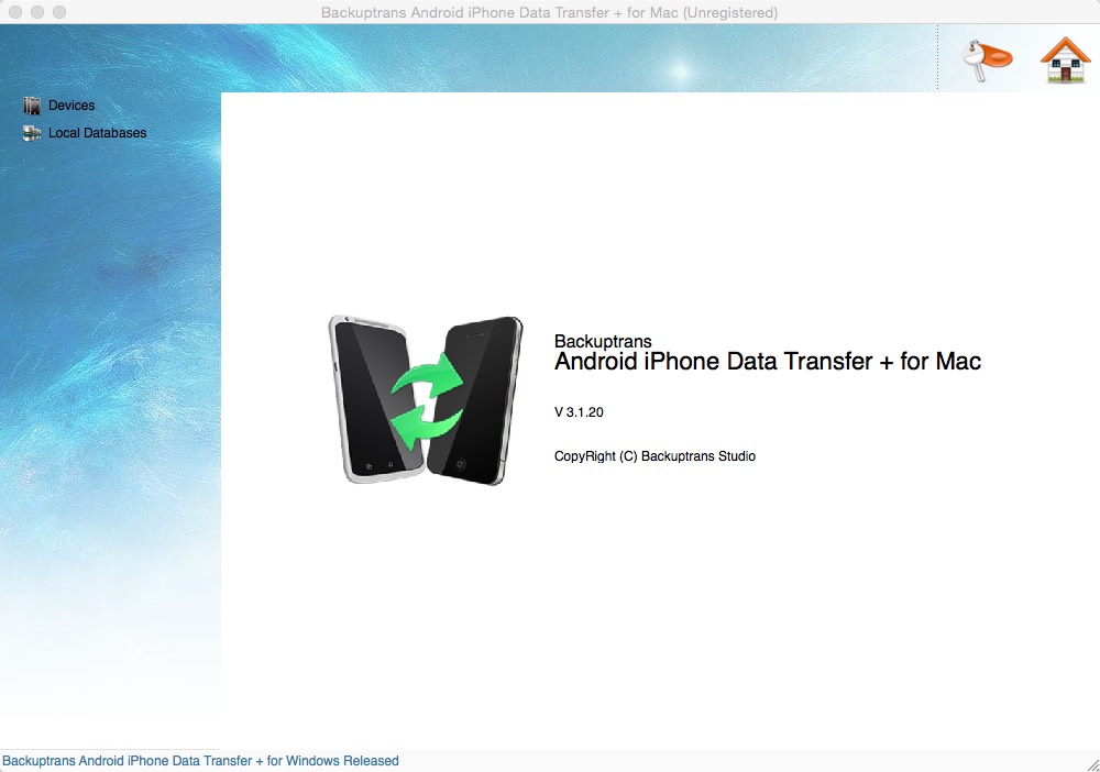 Backuptrans Android iPhone Data Transfer + for Mac 3.1 : Main window