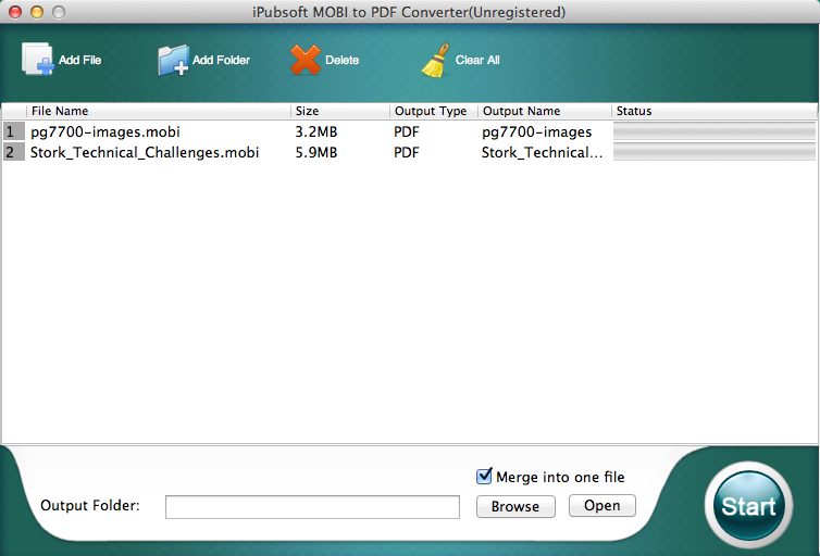 iPubsoft MOBI to PDF Converter 2.1 : Add MOBI Files