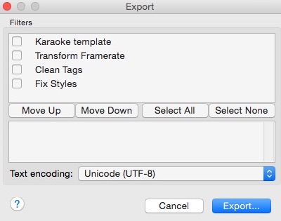 Aegisub 3.2 : Exporting Subtitle File