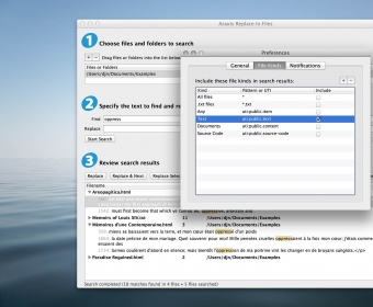 Araxis Replace In Files for OS X preferences screenshot