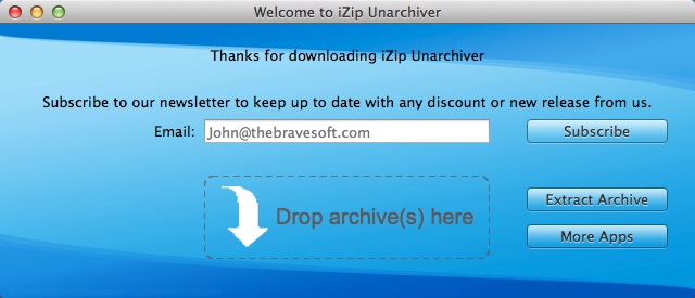 iZip Unarchiver 3.0 : Welcome Window