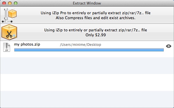 iZip Unarchiver 3.0 : Extracting Archive