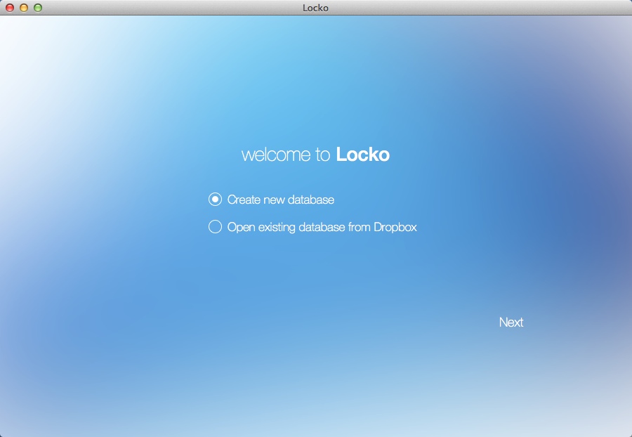 Locko 1.2 : Welcome Window