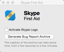 Skype First Aid 1.0 : Main window