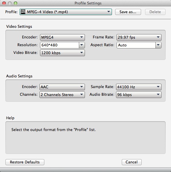 Free WMV AVI Converter 6.0 : Profile Settings