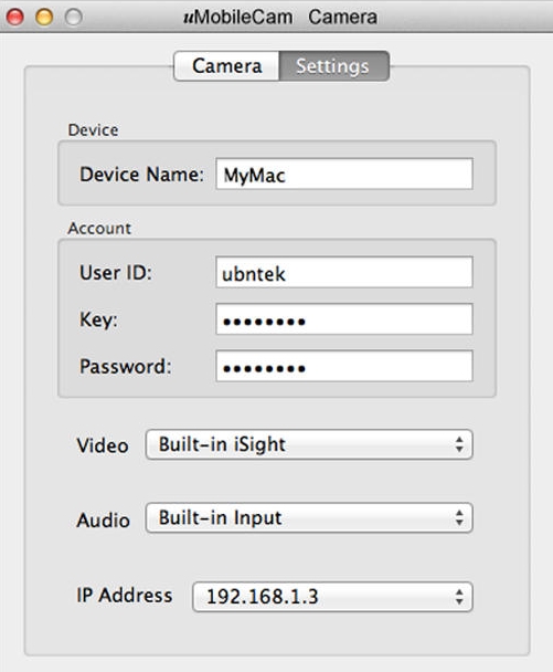 uMobileCam Camera 1.3 : Mac App