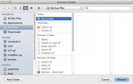 Selecting Backup Destination Folder