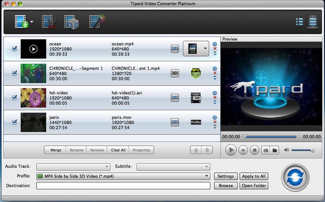 Tipard Video Converter Platinum 3.7 : Main window