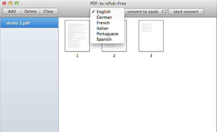 PDF-to-ePub-Free 1.1 : Language Options
