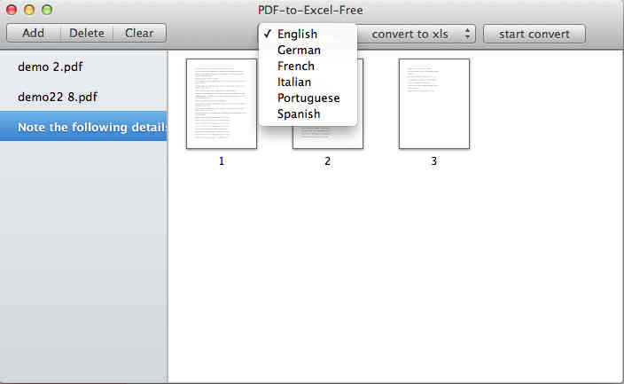 PDF-to-Excel-Free 1.1 : Language Options
