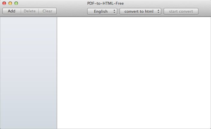 PDF-to-HTML-Free 1.1 : Main Window