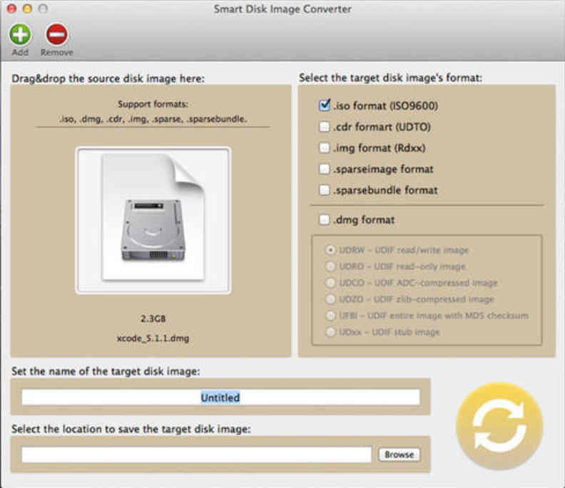Smart Disk Image Converter 1.1 : Main Window