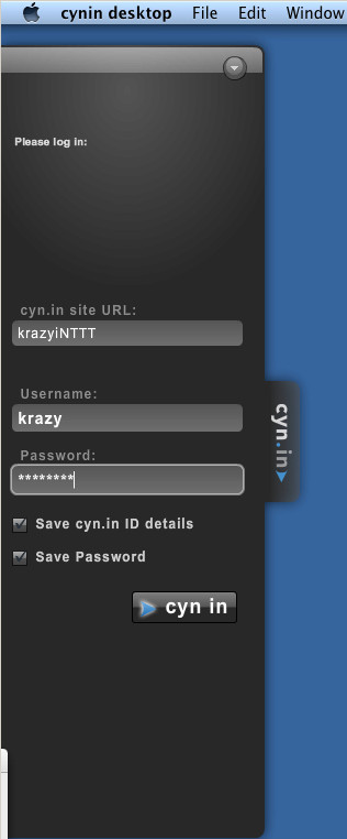 cyn.in desktop 1.0 : Login Window
