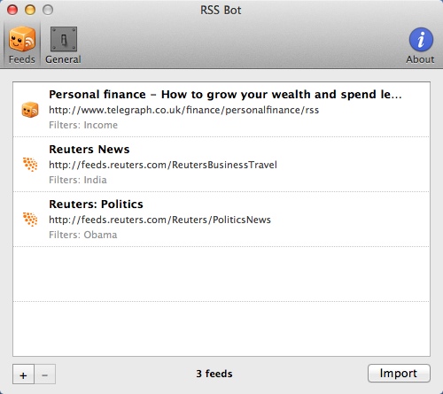 RSS Bot - News Notifier 2.0 : RSS Feed List