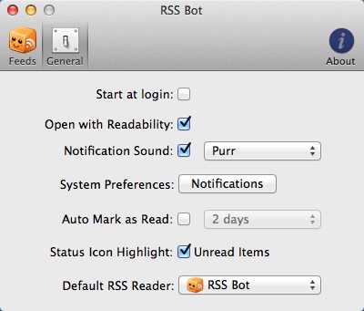 RSS Bot - News Notifier 2.0 : Program Preferences