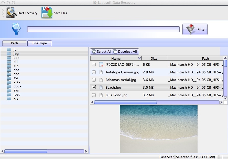 Lazesoft Mac Data Recovery 2.0 : Preview Found Files