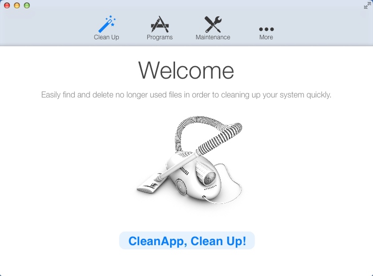 CleanApp 5.0 beta : Welcome Window