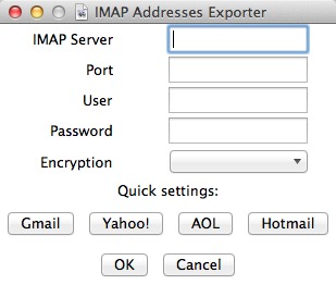 IMAP Addresses Exporter 1.0 : Config Window