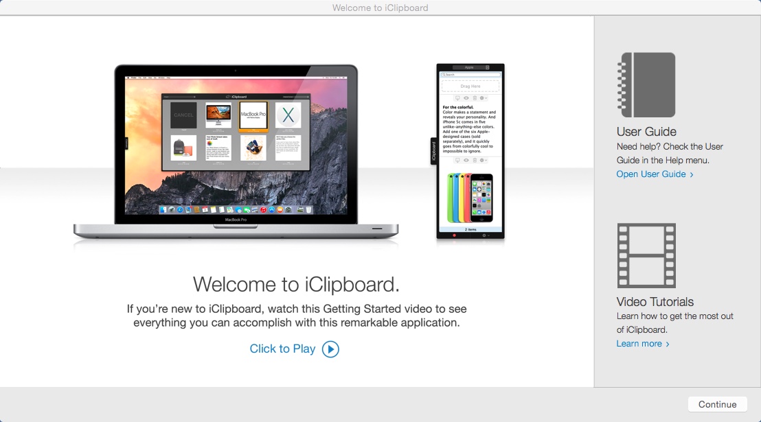 iClipboard 5.0 : Welcome Window