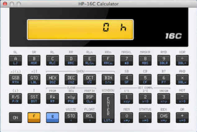 16C Calculator 1.1 : Main Window