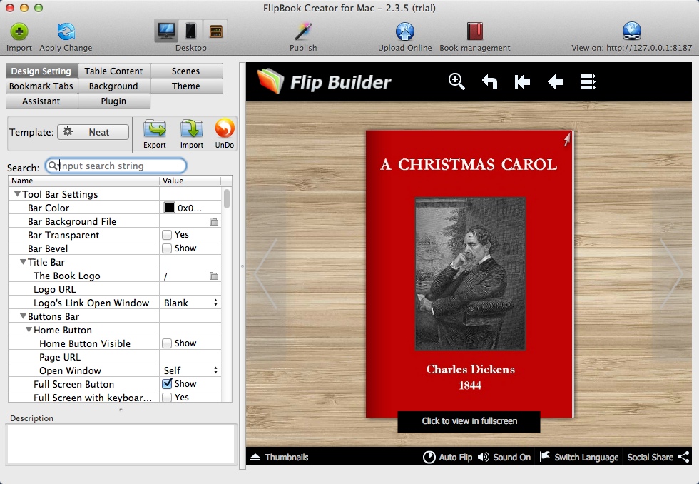 FlipBook Creator for Mac 2.3 : Main Window