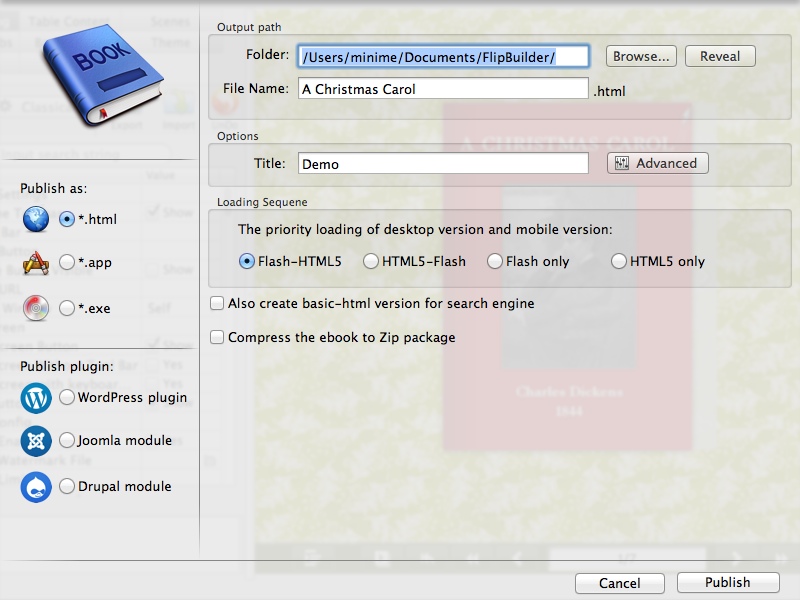 FlipBook Creator for Mac 2.3 : Publishing Flip Book