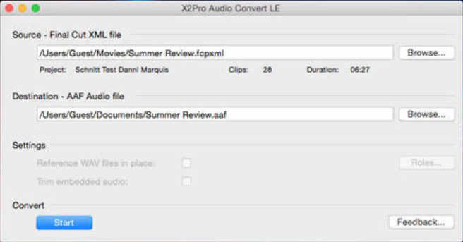 X2ProLE Audio Convert 2.5 : Main Window