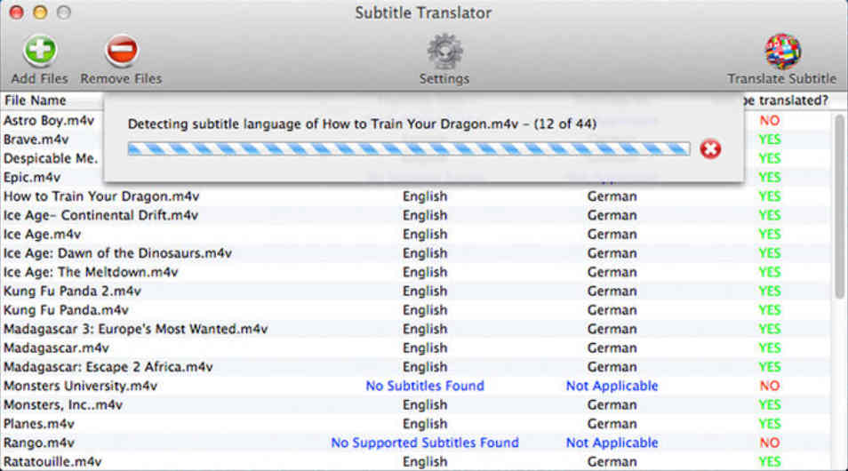 Subtitle Translator 1.1 : Main Window