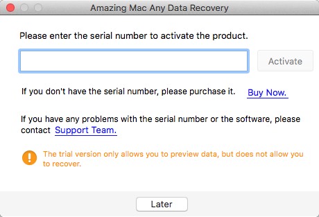 Amazing Mac Any Data Recovery 5.5 : Trial Limitations