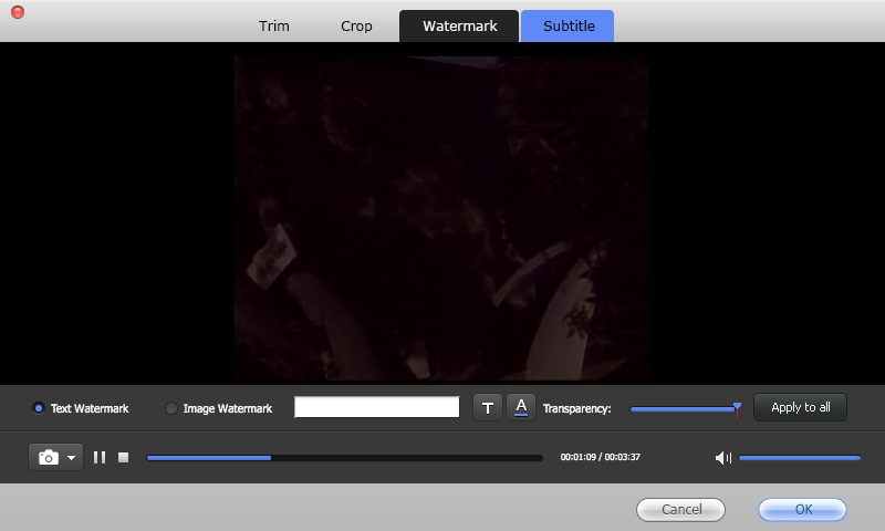 Free AVI To iMovie Converter 2.0 : Watermark Options