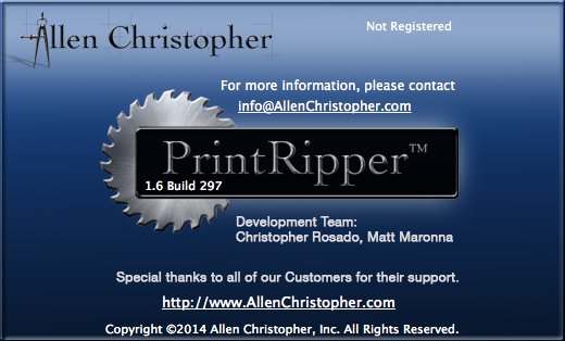 PrintRipper 1.6 : About Window