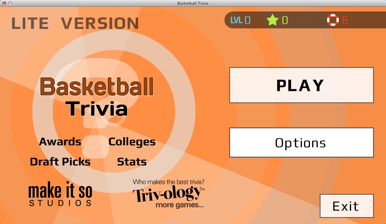 Basketball Trivia 1.4 : Main Menu