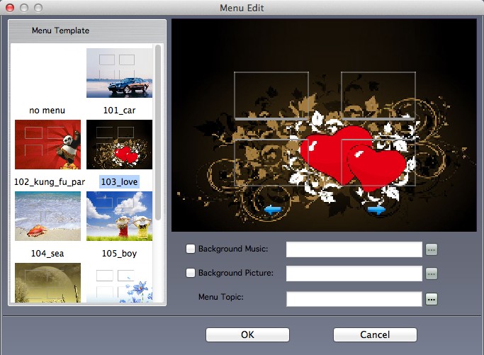 iMacsoft MPEG to DVD Converter 3.0 : Menu Edit