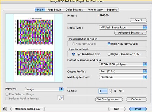 Print Plug-In for Photoshop 5.0 : Main window
