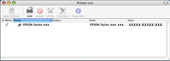 Epson Net Mac Assist Printer Server Setup Utility 2.0 : Main window