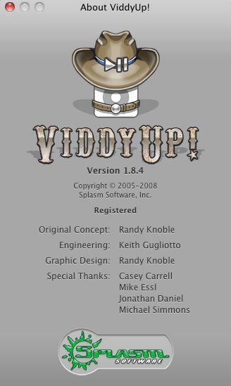 ViddyUp! 1.8 : About window