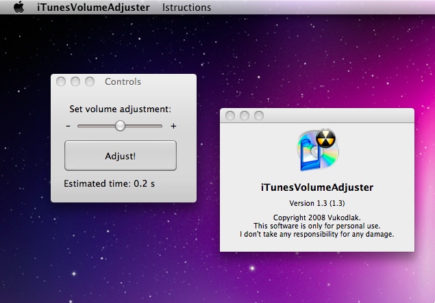 iTunesVolumeAdjuster 1.3 : Main window