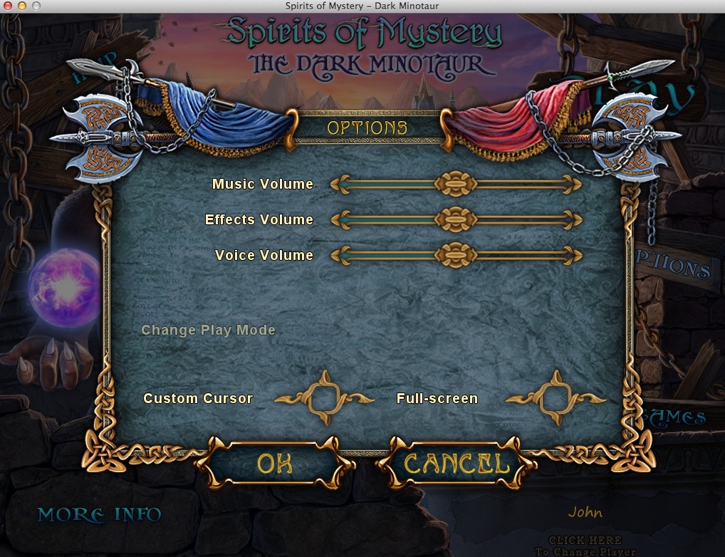 Spirits of Mystery: The Dark Minotaur 2.0 : Game Options