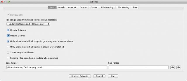 Configuring Music Folder Cleaning Settings