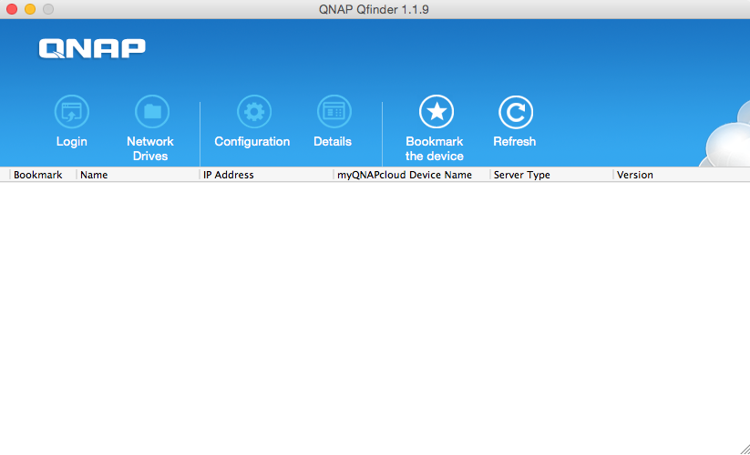 Qfinder by QNAP 1.1 : Main Window